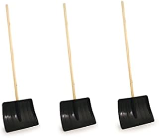 Snow Shovel Heavy Duty 120cm Long Wooden Handle Winter Outside Garden Car Spade Plastic Head Mucking Out Snow Waste Pusher Scooper 42cm - Set of 3