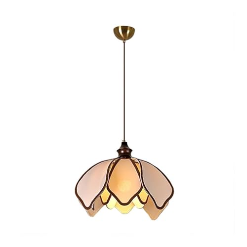 Flower Shade Pendant Light Fixture, Adjustable Gold Hanging Lamp for Kitchen Island, 1-Light Vintage Style Ceiling Light for Bedroom Dining Room, E26 Socket(40cm)