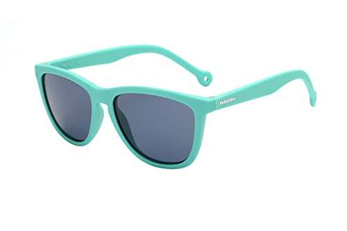 PARAFINA Travesía Gafas de Sol para Mujer y Hombre, Protección UV400, Gafas Eco-Friendly Polarizadas, Ultra Ligeras y Resistentes al Agua, Ajustables, Montura Eco-friendly Turquesa, Lentes Azules Cover