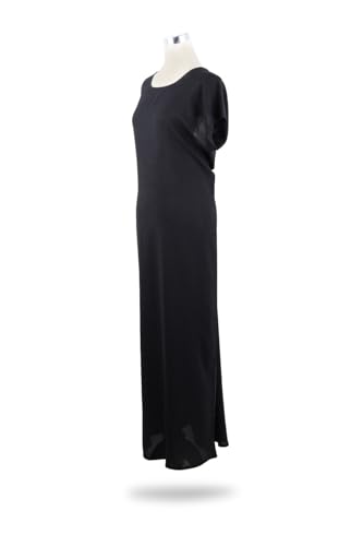 عباية فاخرة من الداخل للنساء من ام ايه بريميوم سي اي واي، فستان ماكسي كاجوال / رسمي تحت العباءة (جلابية) مريح وناعم الملمس وجيد التهوية ومناسب للارتداء في جميع الفصول، (اسود، L)