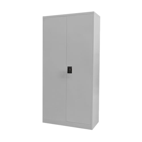 BISLEY Flügeltürenschrank Toolless, 4 lackierte Fachböden, H 1850 x B 900 x T 400, zur werkzeuglosen Selbstmontage, 5 OH, Farbe lichtgrau