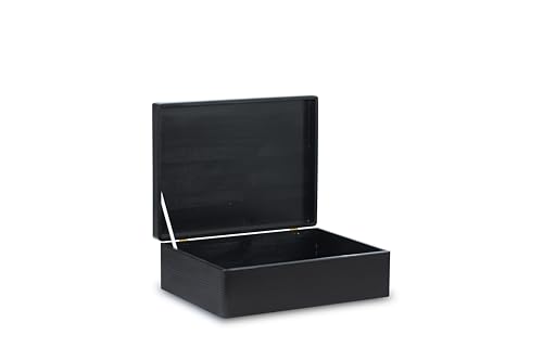Pinus Schwarze Holzbox mit Deckel 40x30x13,5cm