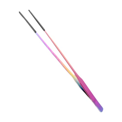 predolo 爬虫類用給餌トング、黒シリコンチップ付き、水槽用ロング植栽ピンセット、ヤモリ、アゴヒゲトカゲ、水槽アクアスケープ用, 真っ直ぐ