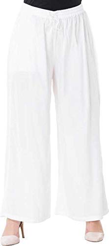 Women's Rayon Palazzo Pant | Plazzo Pants for Women | Free Size Palazo For Women. (White)