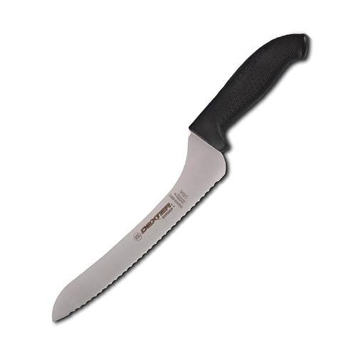 Dexter-Russell 9” Scalloped Offset Sandwich Knife – SG163-9SCB-PCP, High-Carbon Steel Blade, Ergonomic SOFGRIP Handle, NSF Certified, Made in USA, Black
