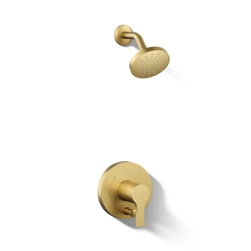 KOHLER T35326-4G-2MB Elate Rite-Temp Shower Trim Kit with Push-Button Diverter 1.75 GPM Showerhead Vibrant Brushed Moderne Brass Efficient Water Flow Luxurious Shower Experience