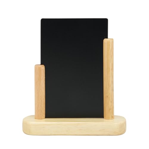 SECURIT - Tableau de Table - Ardoise Porte-Menu Double-Face - Finition Bois de Hêtre Laqué - Pour Café, Bar, Restaurant - 10 x 15 cm - Coloris Naturel