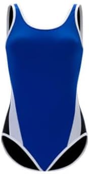 Dolfin Aquashape Womens One Piece Swimsuit - Color Block Moderat Cut Athletic Scoop Back Lap Suit Black/Blue, 18