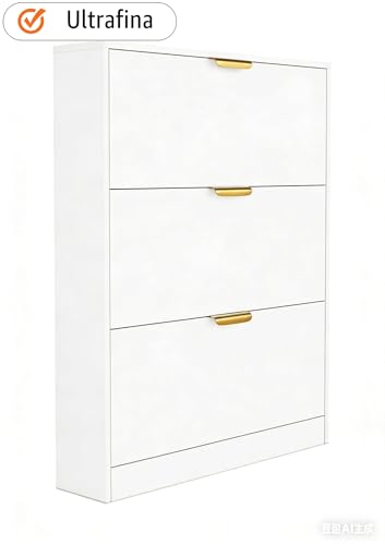 Zapatero de madera blanco VOWNER robusto y elegante para recibidores 5