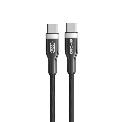 USB-C to USB-C Cable,100W Fast Charger Cable for iPhone 16 15 Pro Max Plus, 480Mbps High-Speed Data Transfer for iPad,MacBook,Tablets,Laptops,1.2M/3.94FT Nylon Braided Cable Tangle-Free (Black)