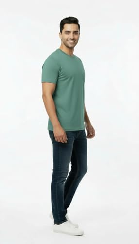 Image of Men's 100% Supima Cotton Crew Neck T-Shirt - Classic Slim Fit, Ultra-Soft Breathable Fabric, Short Sleeve Solid Tee