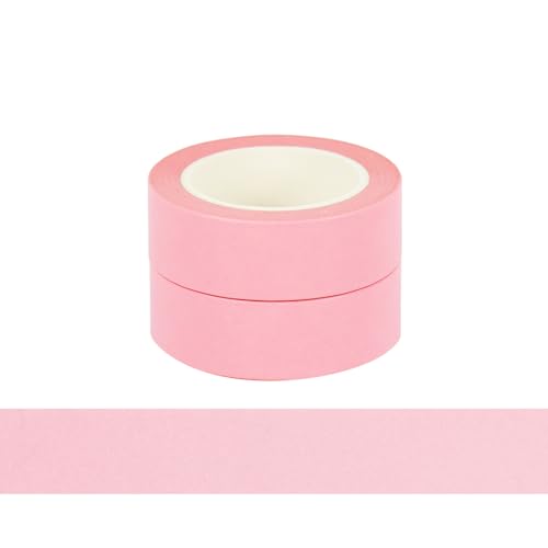 NatSumeBasics Pastel Washi Tape Solid Pink Washi Tapes 2 Pcs