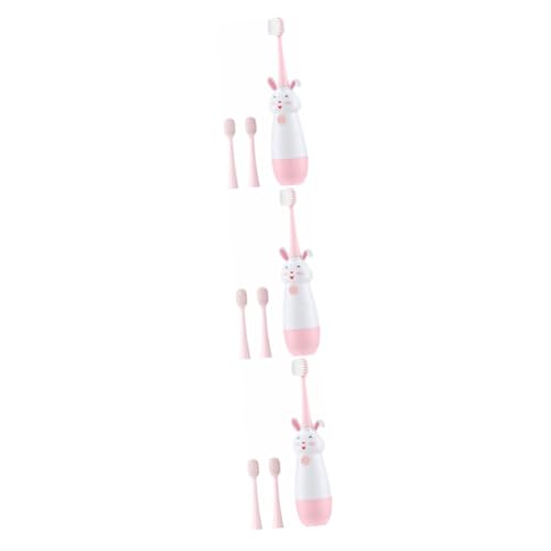 SHERCHPRY 2 Juegos cepillo de dientes eléctrico motorizado Suave conformado cepillo dientes cepillo de dientes electrico para cepillo de dientes de abdominales rosa
