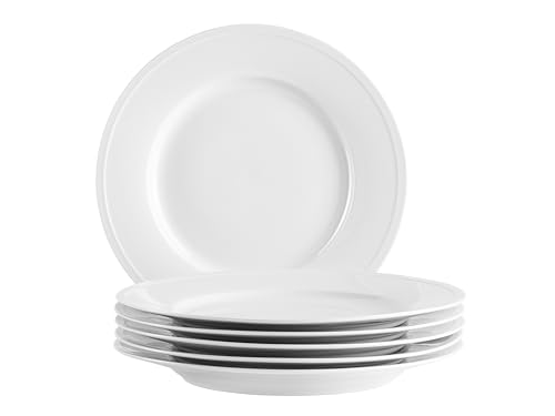 MÄSER Serie Arlona, Teller Set für 6 Personen, 6 Speiseteller aus Porzellan, zeitlos, elegant, Porzellan, weiß MÄSER Serie Arlona, Teller Set für 6 Personen, 6 Speiseteller aus Porzellan, zeitlos, elegant, Porzellan, weiß
