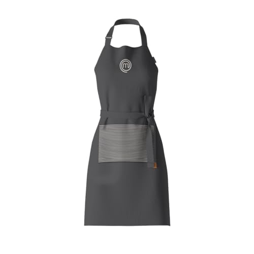 MasterChef Chef Apron for Men & Women, Cooking Apron for the Kitchen & BBQ Grilling, Premium Quality Cotton with Official Show Logo, Perfect Chef Gift, One Size Fits All, Elite Collection, Black