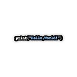 Python Programmer Sticker | Iconic Hello World Code Laptop Decal | Durable Vinyl Gift for Coders & Software Developers