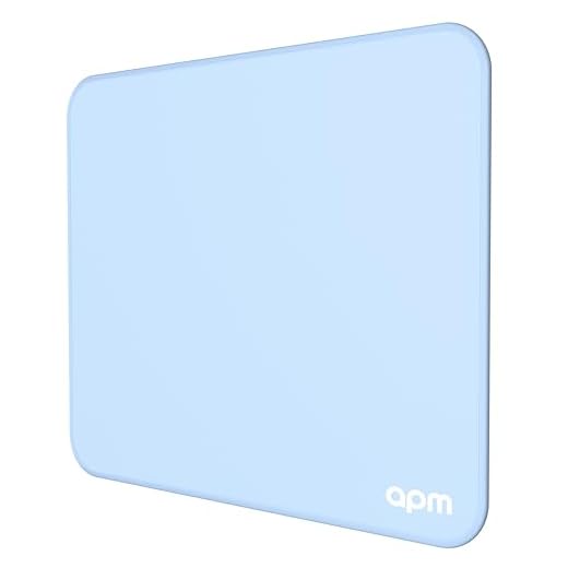 apm Tapis de Souris, Mousepad pour Bureau, Dimensions 25 x 21 x 0.3 cm, Base en Caoutchouc Antidérapante, Lavable, Bords Tissés Durables pour Souris Optique, Laser, Gaming, Bureautique, Bleu, 571276