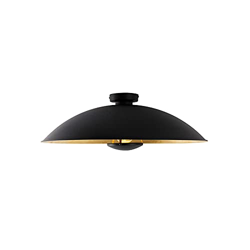Qazqa Moderno Lámpara de techo vintage negra/oro 60cm - EMILIENNE Novo Acero Redonda Adecuado para LED Max. 1 x 60 Watt