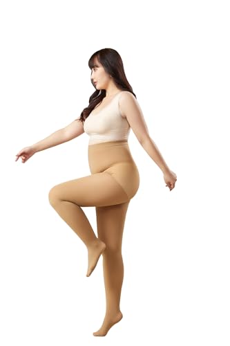 Image of MOOCHI 2 Pairs Women's Plus Size Opaque Tights Control Top High Waist Ultra Soft Elastic