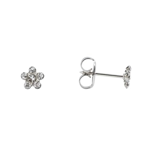 STUDEX Crystal Daisy Stud Earrings | Hypoallergenic and Nickel Safe for Sensitive Ears | Surgical Stainless Steel Posts | Earrings for Women and Men-PR-6004W-S