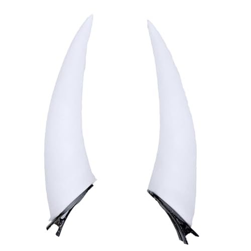 ATekatac 3D Devil Horns Headband Women Demon Horns Clips Halloween Cosplay Props (White)