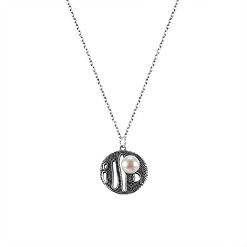 Collier de perle creux vintage argent pour femme avec pendentif