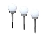 3x LED Solar Außen Steck Lampen Garten Erdspieß Kugel Rasen Leuchten weiß Globo 33770-3