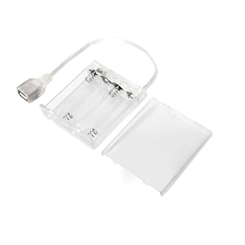 Cjgyz 6V 4AA Battery Pack with USB Output - Portable Power Case for LED Neon Signs Strip Lights & Fairy String - (1 Pc Transparent)