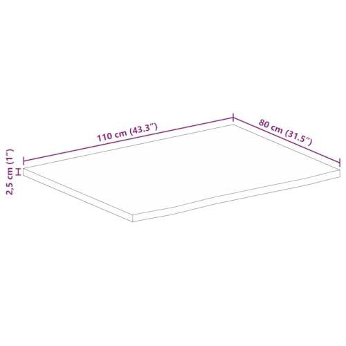 Tablero de mesa de madera maciza 110 x 80 cm encimera rectangular de mango para comedor 4