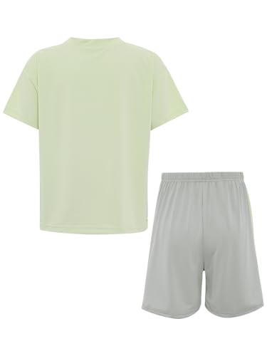 easyforever Kids Quick-dry Sports Set 2-piece T-shirt Shorts For Boys Girls Tennis Basketball Running Gym Workout Green 13-14 Years4