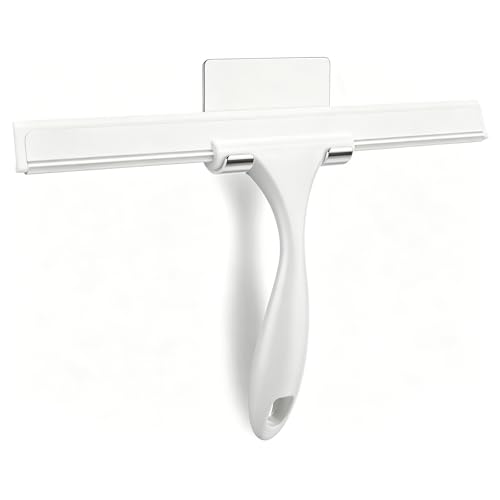 Image of SetSail Squeegee for Shower Glass Door, 12 Inches, White | All-Purpose Squeegee for Shower Glass Door Stainless Steel Window Squeegee with Hook for Car Windshield
