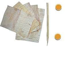 Devama the Divine Elegant Multi Colored BhojPatra Sheet with Pomegranate Pen and Ashtagandha Chandan for Yantra and Mantra Writing Set of 11 and SIDDHA RUDRAKSH Free