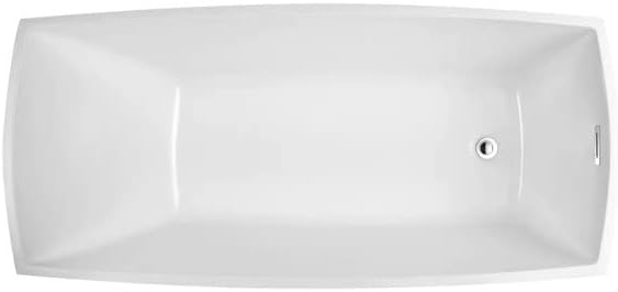 Miniatura 3 de Vanity Art Bañera independiente de acrílico blanco de 67 x 31 pulgadas diseño contemporáneo con drenaje emergente y desbordamiento ranurado incluido