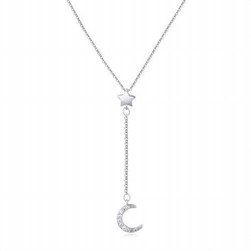 Collier lune et étoile étincelant avec pampille élégante pour sublimer le décolleté