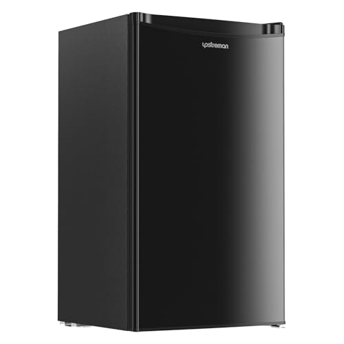 Upstreman Frigorifero Piccolo 91L con Freezer, Frigorifero Monoporta, Silenzioso, Termostato Regolabile, Scomparto per Verdure, Mini Frigo da Ufficio, Camera, Nero Lucido -BR321
