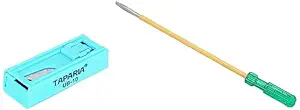 Taparia UB-10 Steel (19mm) Spare Blade for Utility Knife (Blue and Silver, Pack of 10) & Taparia 903 I Steel Two in One Screw Driver (Green and Yellow)