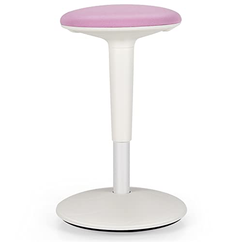 Image of Giantex Wobble Stool Height-Adjustable Standing Desk Stool W /Swivel, Tilt Motion, Premium Airlift, Wiggle Chair for Flexible Seating, for Junior, Home, Office, School Active Chair (Pink+White)