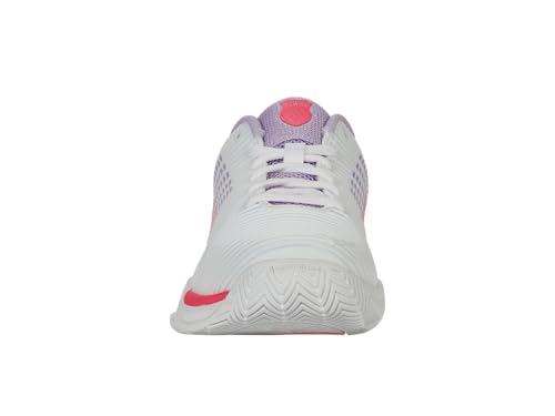 K-Swiss Women's Hypercourt Express 2 Tennis Shoe (White/Orchid Petal/Neon Blaze),8 M3