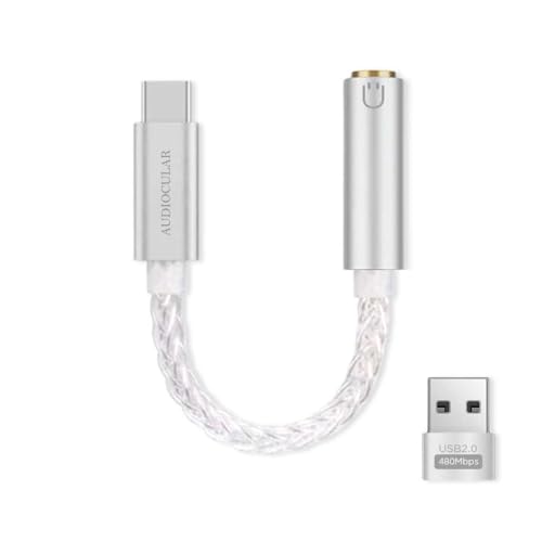 Image of AUDIOCULAR D07 Slim CX31993 Portable DAC Dongle Connector Mobile Audio Adapter Type C to 4.4mm DAC, Compatible with iPhone 16 Series /15 Series, Galaxy S25 /S24 Ultra /S24 & Other (4.4mm-Slim-Silver)