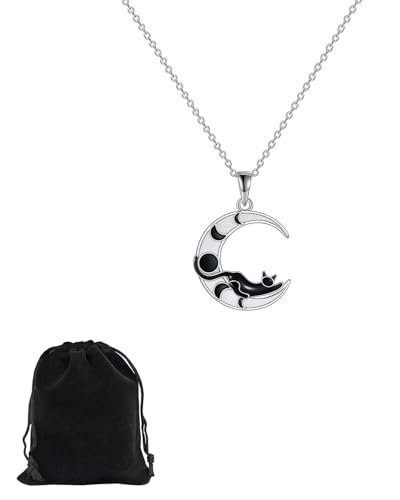 HUVZOR 1 pièce Collar de media luna con gato negro, joya la