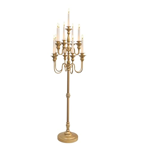 Gold Candelabra Centerpiece for Wedding Event Decor 55 Tall Floor Candle Holders Metal 13 Arm Floor Candelabra Centerpiece Decorations for 5 Candlesticks Party Wedding Aisle Home Decor