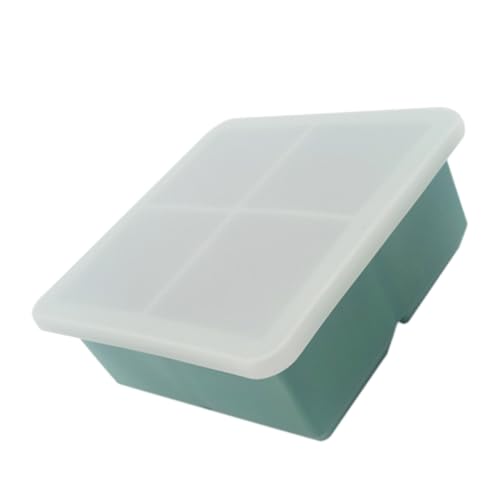 Bandeja de cubitos de hielo de silicona con tapa color verde miniatura 1