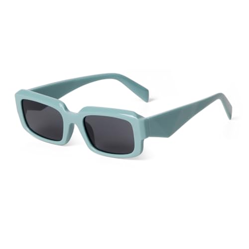 Lunettes de soleil rectangulaires vertes avec verres décoratifs pour un style affirmé