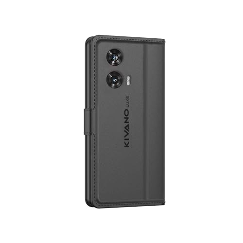 Image of KIVANO LUXE for Motorola G96 5G / Motorola Edge 50 Fusion 5G Luxury Handmade Leather Magnetic Flip Folio Case | Card Holder & Kickstand | Slim Protective Cover | Unisex - Black
