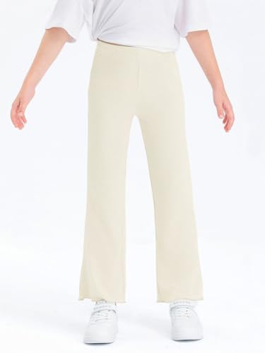 Haloumoning Girls Bell Bottom Stretchy Knit Pants Summer Flare Ribbed Bootcut Leggings 5-14 Years2