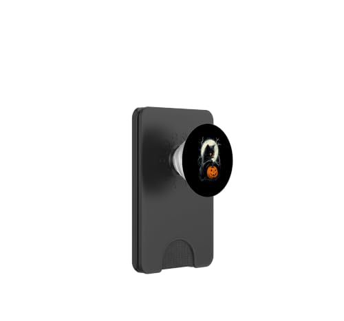 PopSockets PopWallet para MagSafe de Gato de Halloween y calabaza oscura