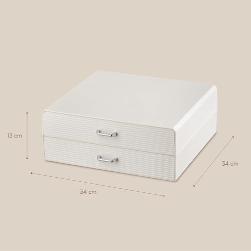 Miniatura 3 de Baroni Home Cajón Porta Cápsulas De Café, Organizador Universal Para 30 Cápsulas Nespresso Y Dolce Gusto Y Para Accesorios Y Té, Compacto En Plástico Resistente, 2 Cajones, 34x13x34 Cm, Blanco