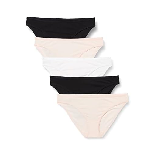 IRIS & LILLY Braguita Estilo Bikini de Algodón para Mujer, Pack de 5, Multicolor (Soft Pink), Medium