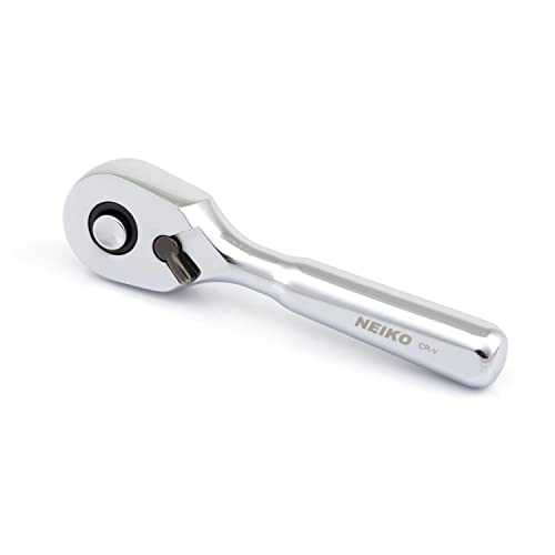 Image of Neiko 03001A Stubby Ratchet, 1 /4 Inch Ratchet Wrench, 108-Tooth Reversible Ratchet, 3.3 Degree, Quick Release Mini 1 /4 Ratchet Drive, Oval Head Wrench, CR-V Steel Quarter Inch Small Ratchet Wrench