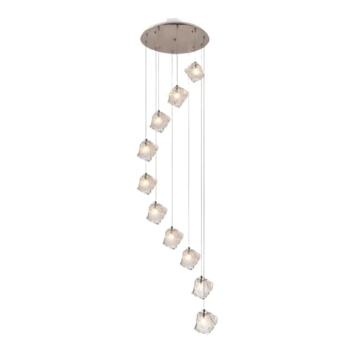 Chandelier verre cube de glace suspension escalier moderne luminaire suspendu 10 têtes salon